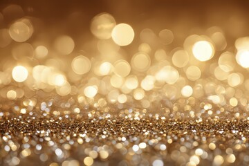 Golden Glittering Background With Bokeh Effect and Warm Lighting Shimmering Particles for Festive Celebrations