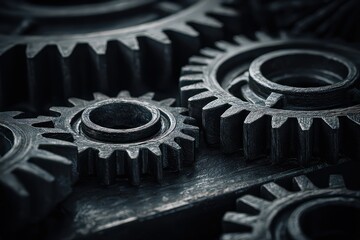 Interlocking Metal Gears with Detailed Surface Texture and Reflective Highlights