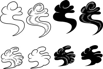 Chinese cloud vector for coloring book and printing on white background.Traditional Japanese culture element for tattoo design and idea.Cloud and wave illustration.Clip art.Fire vector