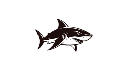 Bold black and white shark illustration on white background