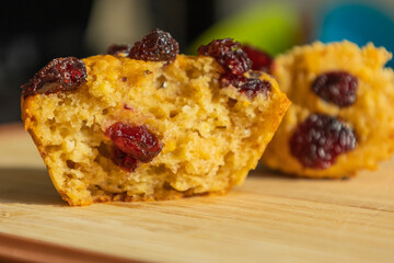 festive cranberry and orange muffin close-up