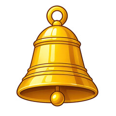 Shining Golden Bell Illustration - Festive Notification Icon, Cartoon Style Animated Decoration Element, Traditional Classical Design, Decorative Ringing Object for Celebrations, Alert System Symbol