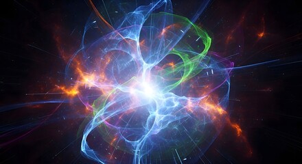 Dynamic Swirl of Vibrant Energy in a Quantum Field An Abstract Depiction of Cosmic Forces and Particle Interaction