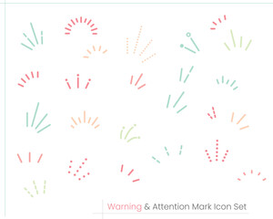 Awareness Line Illustration Set &ndash; Attention Indicators, Surprise Icons, and Decorative Points