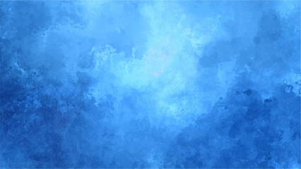 Abstract Dramatic Deep Blue Cloudscape Texture With Watercolor Background with Bright Central Glow for Fantasy, Sci-Fi, Aquatic & Digital Design.