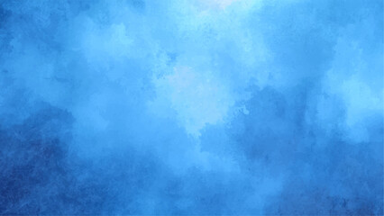 Abstract Dramatic Deep Blue Cloudscape Texture With Watercolor Background with Bright Central Glow for Fantasy, Sci-Fi, Aquatic & Digital Design.