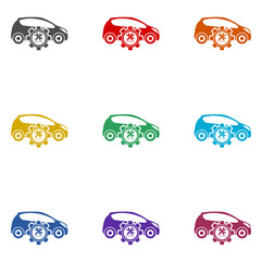 Auto repair service icon isolated on white background. Set icons colorful