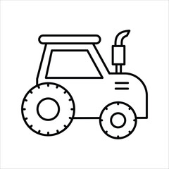 Line art illustration of an agricultural tractor, a heavy-duty farm vehicle used for plowing, cultivation, and various field operations, representing modern farming practices