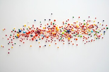 Vibrant scattering of colorful candy sprinkles on white creates a playful abstract texture great for celebrations, sweets, or joyful creative designs
