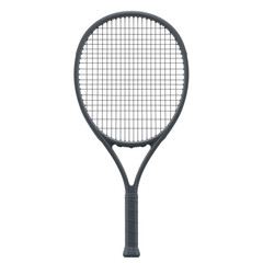 A 3D model clay render of a tennis racket for sports equipment design, game development, and athletic blogs. Transparent Background, Cutout