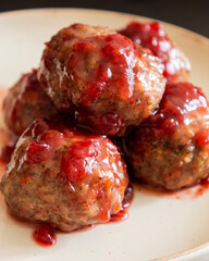 turkey meatballs with cranberry sauce thanksgiving dish