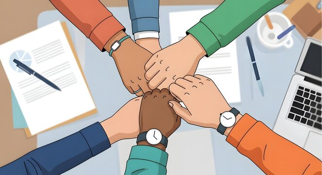 Business people shaking hands in agreement signifies successful teamwork and partnership in the corporate office