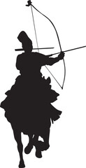 日本の伝統祭事である流鏑馬のシルエット