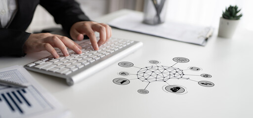A visual of artificial intelligence network connecting AI, network, and system across a structured digital platform for seamless AI communication Latch