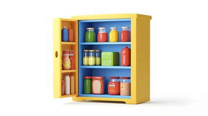 Colorful and Organized Shelving Cabinet with Vibrant Home Decor Essentials