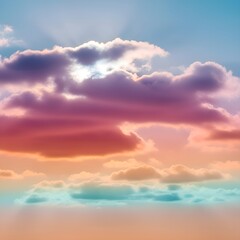 Obraz premium Vibrant Cloudscape A Colorful Sky Filled with Cotton Candy Clouds at Sunset