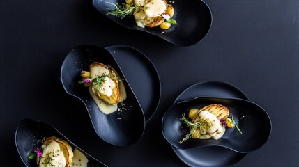 Gourmet grilled potatoes with melted cheese and fresh herbs