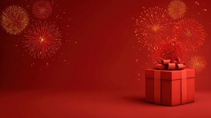 diwali banner background design of realistic red gift box 3d render fireworks and fire cracker horizontal diwali poster headers for website