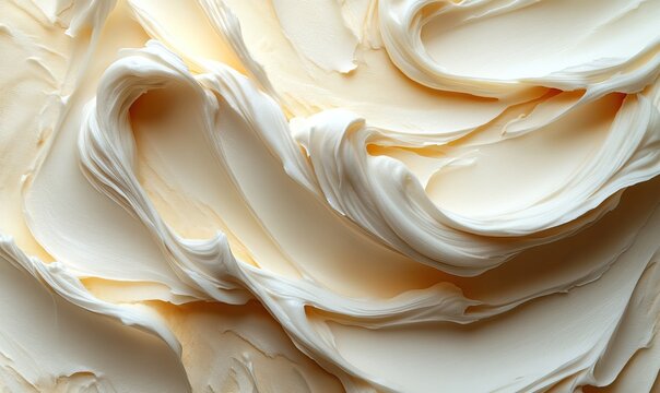 Swirling texture of creamy vanilla frosting backdrop