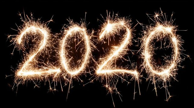 year two thousand and twenty six written with sparklers on a black background for new year celebration