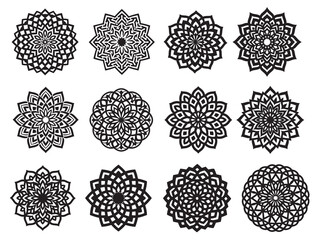Twelve Gorgeous Exclusive Mandala Designs Collection Vector Set Isolated Transparent