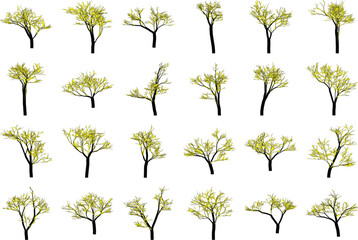 Abstract Trees Illustration in Minimalist Style with Yellow Leaves