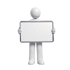 3D character with blank display board for business presentation - AI generated figure holding empty sign template for promotional content and messaging