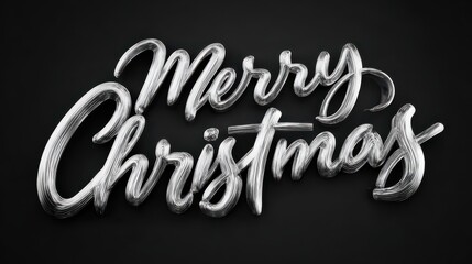merry christmas silver metallic text holiday season festive december celebration typography greeting card design on transparent background