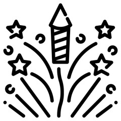 Fireworks. This is a vector single icon with a dashed line style. It is suitable for various purposes, including website design, mobile app design, and logo design.