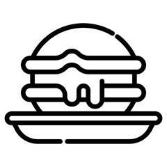 Dorayaki. This is a vector single icon with a dashed line style. It is suitable for various purposes, including website design, mobile app design, and logo design.