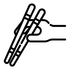 Japanese chopsticks. This is a vector single icon with a dashed line style. It is suitable for various purposes, including website design, mobile app design, and logo design.