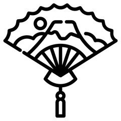 Japan fan. This is a vector single icon with a dashed line style. It is suitable for various purposes, including website design, mobile app design, and logo design.