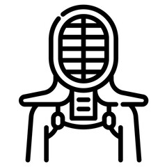 Japanese kendo. This is a vector single icon with a dashed line style. It is suitable for various purposes, including website design, mobile app design, and logo design.