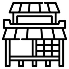 Japan house. This is a vector single icon with a dashed line style. It is suitable for various purposes, including website design, mobile app design, and logo design.