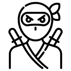 Japan ninja. This is a vector single icon with a dashed line style. It is suitable for various purposes, including website design, mobile app design, and logo design.