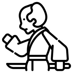Japanese warrior. This is a vector single icon with a dashed line style. It is suitable for various purposes, including website design, mobile app design, and logo design.