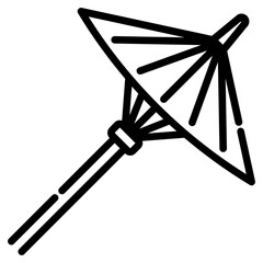 Japan umbrella. This is a vector single icon with a dashed line style. It is suitable for various purposes, including website design, mobile app design, and logo design.