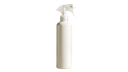 A white spray bottle with a trigger nozzle isolated on a black background