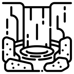 Zen garden. This is a vector single icon with a dashed line style. It is suitable for various purposes, including website design, mobile app design, and logo design.