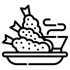 Tempura. This is a vector single icon with a dashed line style. It is suitable for various purposes, including website design, mobile app design, and logo design.