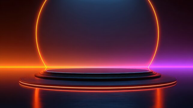 3d abstract sale background with empty stage and dynamic glow