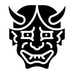 Hannya mask. This is a vector single icon with a solid style. It is suitable for various purposes, including website design, mobile app design, and logo design.