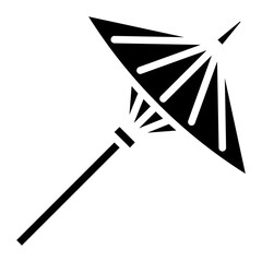 Japanese umbrella. This is a vector single icon with a solid style. It is suitable for various purposes, including website design, mobile app design, and logo design.