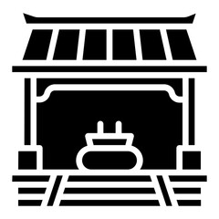 Shinto shrine. This is a vector single icon with a solid style. It is suitable for various purposes, including website design, mobile app design, and logo design.