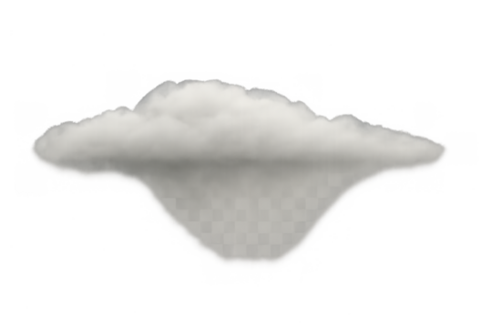 White cloud having transparent background and reflecting light, representing weather, sky, atmosphere
