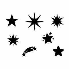 set of black silhouettes of stars