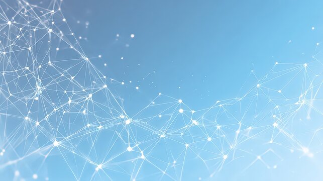 White Dots and Lines Connecting Abstract Network on Blue Gradient Background with Glowing Effect Modern Digital Data Concept Visualization Illustration - Powered by Adobe