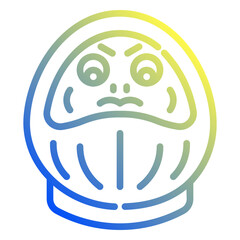 Daruma doll. This is a vector single icon with a dashed line gradient style. It is suitable for various purposes, including website design, mobile app design, and logo design.
