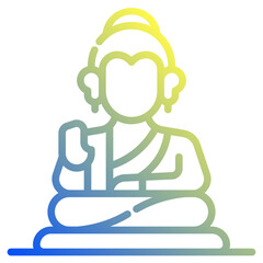 Great Buddha. This is a vector single icon with a dashed line gradient style. It is suitable for various purposes, including website design, mobile app design, and logo design.