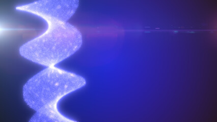 Glowing blue spiral of soft light particles on a dark background, symbolizing energy, balance, and motion